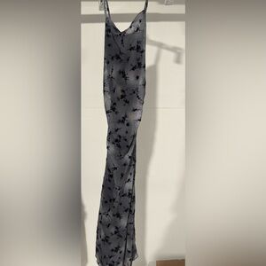 Elegant Gray Floral Dress